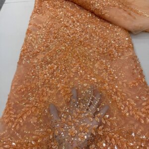 2025 Fashion French Mesh 3D Embroidery Bead Lace Fabric With Sequins African Nigerian Lace Fabric For Wedding Party Dress Sewing