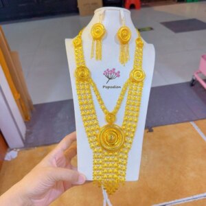 Dubai New 24K Gold Plated Necklace Earrings for Women’s Gifts Wedding Party Gift Jewelry Set DD10606