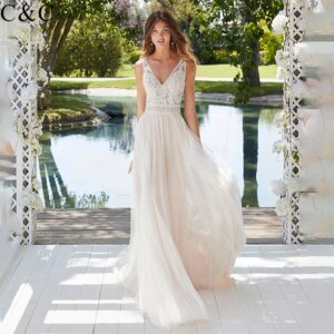 C&C 2024 New Sexy V-Neck Women Wedding EveningDresses Popular Long Bridal Gowns Listing Princess Engagement Vestidos De Novias