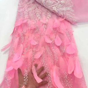 2025 New African French Nigerian High End Lace 3D Fabric With Beads Sequins Mesh for Embroidery Wedding Party Bride Sewing Dress
