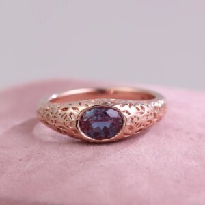 Provence 18K/14K/10K Solid Gold Oval Cut Lab Grown Alexandrite Gorgeous Solitaire Ring For Men Customized Gift