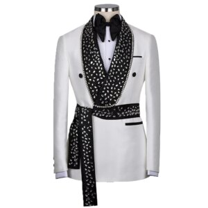 Customized Luxury Men’s Suit Crystal Wedding Business Slim Fit 2-Pieces Tailor-Made Groom Groomsman Formal Occasions Plus Size