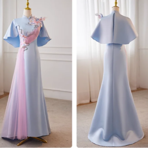 Chinese Style Wedding Dress for High-End Female Evening Hosts, Guzheng Performance Costume