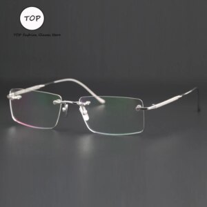 S925 Sterling Silver Precious Metal Glasses with Myopia Anti-blue Glasses Frameless Business Luxury Men’s Optical Glasses