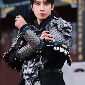 Ancient Chinese Generals Soldier Armor Stainless Steel Dragon Scales Armour Outfit Slim Split Soldier Cosplay Costume Men&Women