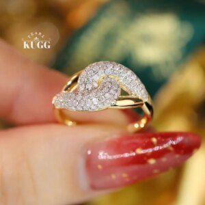 KUGG 100% 18K Yellow Gold Rings Creative Buckle Shape 0.80carat Real Natural Diamond Engagement Ring Women’s High Party Jewelry