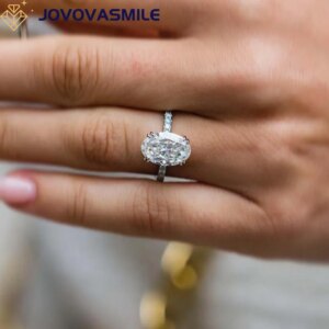 JOVOVASMILE 14k Gold Moissanite Ring Woman 4.7 Carat 12x8mm Skinny Crushed Ice Oval White Moissanite Double Claw Prong