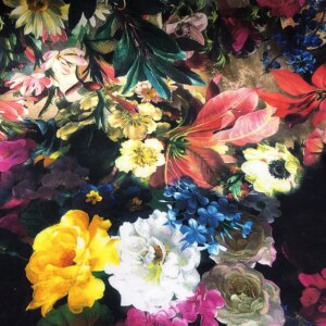 30 Momme Elastic Heavy Crepe High Quality Real Silk Clothing Fabric Full Flower Spray Painting Designer for Cheongsam Qipao