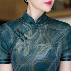 Cheongsam new Chinese female sense of daily national style dress temperament long