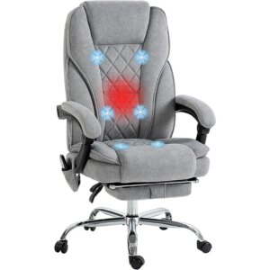 Vinsetto Massage Office Chair with Foot Rest, Executive Office Chair with 6 Vibration Point and Heat, Reclining Computer Chair