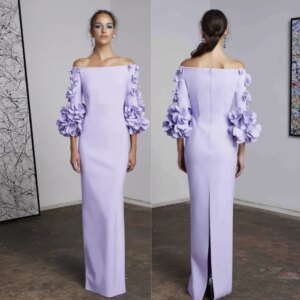 Customized Sparkle Exquisite Jersey Flower Draped Pleat Wedding Party A-line Off-the-shoulder Bespoke Occasion Gown
