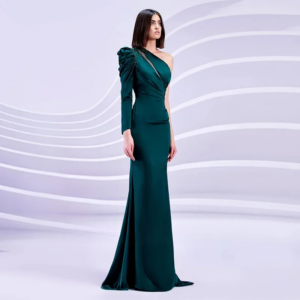 CustomizedSexy Mermaid Evening Dress Customized One Shoulder Long Sleeve Beading Sweep Train Trumpet Dancing Party Gown Prom Dre