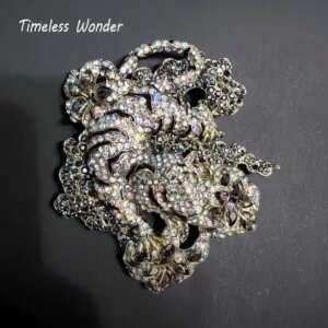 Timeless Wonder Fancy Enamel Zircon Tiger Brooch Pins for Women Designer Fine Jewelry Runway Top Vintage Luxury Cute 2283