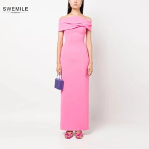 SWEMILE Column Off The Shoulder Prom Gowns Ankle-Length Back Slit 2025 Long Evening Dresses Cocktail Dresses