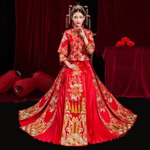 Xiuhe Dress Bride 2024 New Wedding Women Toast Same and Gown Fitted Chinese