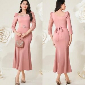 CustomizedEvening  Sexy Casual  Jersey Flower Sequined Ruched Homecoming A-line Square Neck Bespoke Occasion Gown Midi Dresses