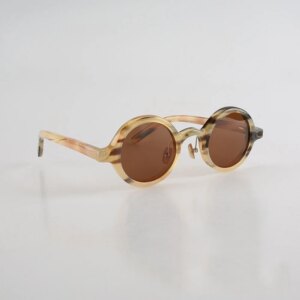 Women Sunglasses Men Unique Vintage Round Retro Handmade Honey Black Horn Man Sunglass Fashion Classic Glasses Eyewear