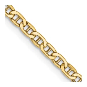 14K 24 inch 2.4mm SemiSolid Anchor with Spring Ring Clasp Chain