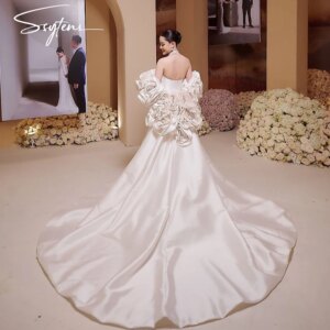 Luxury Ivory Long Evening Dresses Prom Gowns Formal Dubai Event Occasion Party Dress Customized Detachable 3D Flowers Jacket