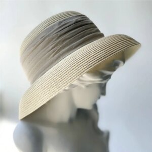 Summer Fisherman hat Woman pleated Hepburn elegant wide shade holiday