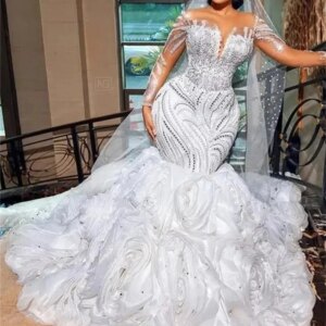 Sexy Off-Shoulder Wedding Dress 2024 Charming Long-Sleeved Bridal Gown Solemn Mermaid Floor Length Gowns Vestidos De Novia