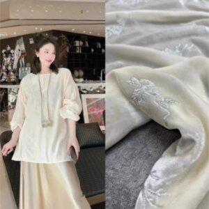 white silk velvet heavy industry embroidery fabric autumn and winter silkworm cheongsam top small shirt new Chinese