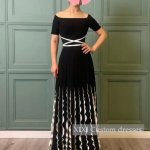 XIXI Customized Evening Dresses A-Line Off-The-Shoulder Neckline Luxury Beadings Prom Dresses Long Sleeves Floor-Length Lining