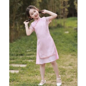 Organza Embroidered Girls Cheongsam Qi Pao Summer New Fashion Improvement Little Girl Daily National Style