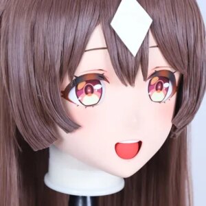 (C-02)Customize Character Resin Full Head With Back Shell Japanese Animego Cosplay Crossdressing Anime Kigurumi Mask With Lock