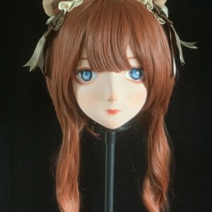 Customize Character Female/Girl Resin Kig Full Head With Lock Anime Cosplay Japanese Anime Kigurumi Mask