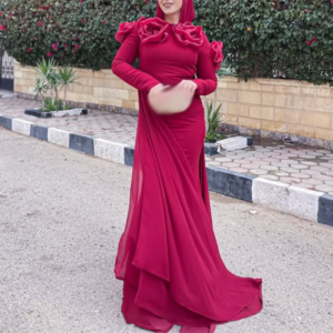 Customized A-Line Prom Dresses Floor-Length O-Neck Full Sleeve Evening Gown Fashion Flowers Simple Draped Casual Party Gown