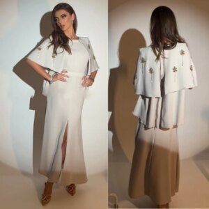 Customized High Quality Sparkle Exquisite Satin Beading Tassel Graduation A-line O-Neck Bespoke Occasion Gown Midi Es