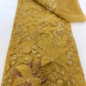 2025 New Design French Tulle Lace Lace African Nigerian High Quality Beaded And Sequins Mesh Lace Fabric For Evening Party Dress