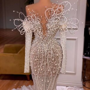 3 Designs Mermaid Evening Dresses Luxury Pearls Special Evening Gowns For Women Off Shoulder Celebrity Dresses Robes De Soirée