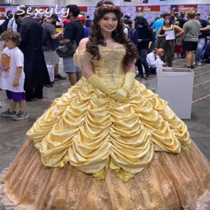 Beauty Gold Vestidos De 15 Quinceañera Dress 2025 Sparkly Ball Gown Pageant Birthday Dress Sweet 16 Xv Para Debutante Customized