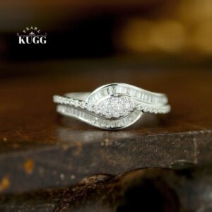 KUGG 100% 18K White Gold Rings Classic Elegant Style 0.50carat Real Natural Diamond Engagement Ring Women High Wedding Jewelry