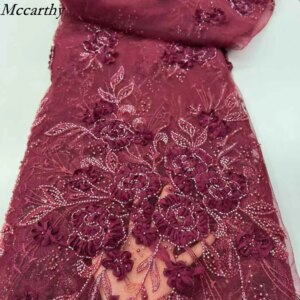 African 3D Flower Lace Fabric, Nigerian Fabric for Sewing, Embroidered Applique, Dubai Sequins Tulle, ZX65HN, 2025 Latest