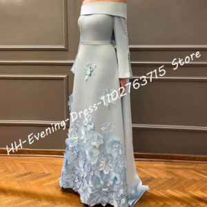 Elegant Satin Off Shoulder Appliquins Straight Formal Evening Dresses Birthday Party Prom Gowns Customized