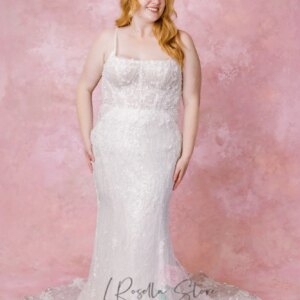 Plus Size Wedding Dress Spaghetti Straps Beaded Flowers Lace for Women Wedding Party Gown with Illusion Back robe de mariée
