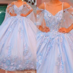 Exquisite Ball Gown Quinceanera Dresses Appliques Sequins Gowns Sweetheart Neck Spaghetti Straps Party Sweep Train Customized