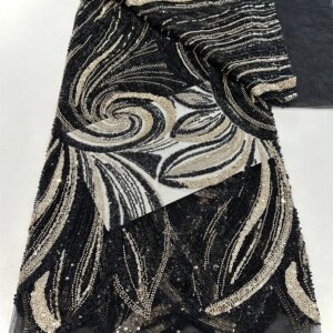 Top Quality Luxury African Lace Fabric 2025 Nigerian French Beaded Sequin Lace Fabric 5 Yards for Women Party Dress