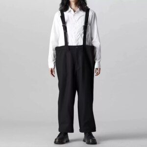 YOJI OOAK RELAXD PANTS Detachable Thick Wool Straight Leg Pants Strap Pants Japanese Series Strap