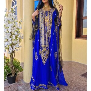 Moroccan Royal Blue Dubai Africa Cafe Farasha Abaya Wedding Dress