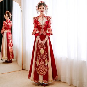 Yourqipao Xiuhe Clothing for Brides 2023 Chinese Wedding Dress Dragon Phoenix Gown Embroidery Princess Plus Size Wedding Gowns