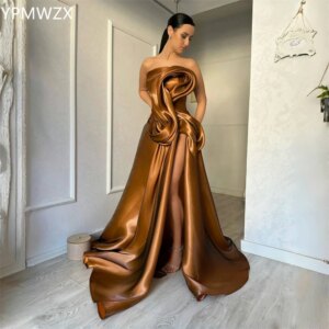 Customized Evening Dress Formal Women Party Occasion YPMWZX Strapless Ball Floor Length Skirts Draped Ruffle Sleeveless Bespoke
