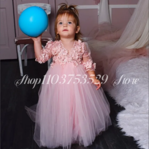Pink Flower Girl Dresses 2025 New Floral Tulle A-Line Dresses Customised Formal Occasion Birthday Banquet Children’s Day Dresses