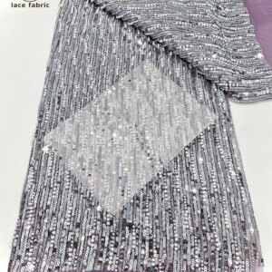 Fashion Elegant French Embroidery Beads Lace Fabric African Nigerian With Sequins Beads Fabric For Wedding Party Dress Sewing