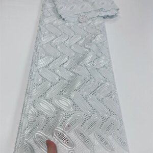 2024 Newest Design Swiss Voile Lace Fabric White Nigerian Cotton Dry Lace With Stones For Sewing Women Evening Party Dresses