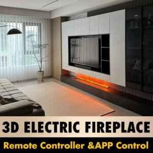 3D Electric Fireplace with Colorful LED Flame & Mist Effect Fireplace Realistic Flickering Remote Control No Installation Needed