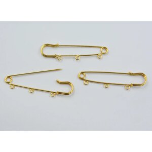 300pcs 75mm 3 Holes Safety Pins Large Safety Pins Brooch for Jewelry DIY Sewing Apparel Accessories